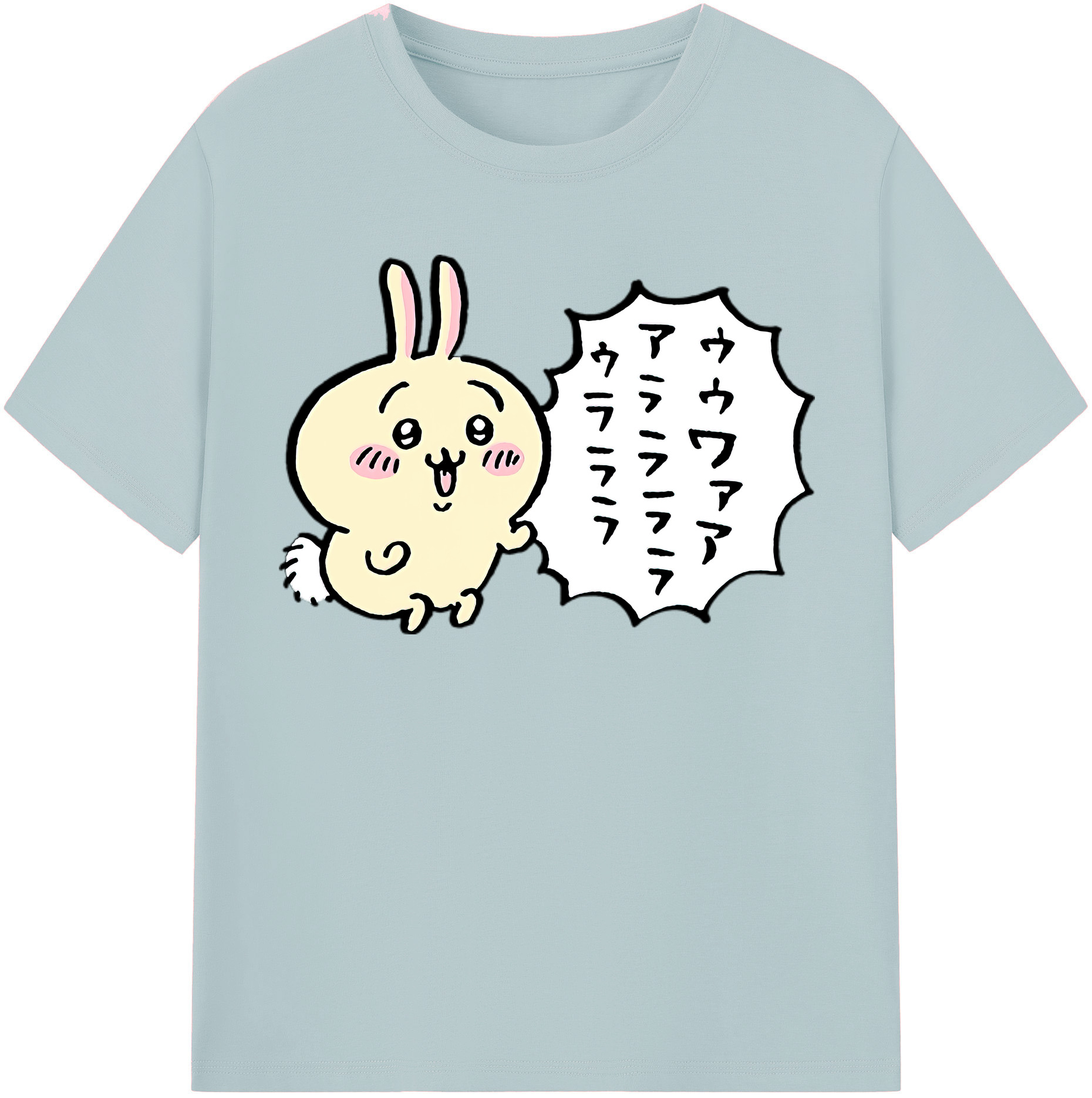 （画像用） ちいかわ うさぎ Chii-kawa usagi 綿100％半袖Tシャツ（フロントプリント）